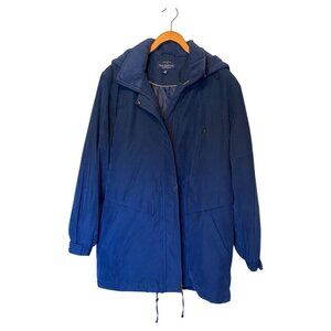 Mackintosh New England Blue Coat with Fleece Collar & Hood Women's Size M